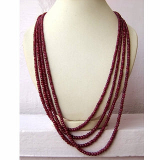 Ruby Beads, Micro Faceted Rondelle Beads, 6mm To 3mm Beads, 4 Strands, 19 Inches To 22 Inches Each