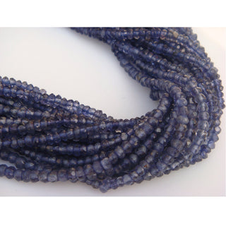 Wholesale Iolite Lot - 3mm Iolite Micro Faceted Rondelles - 3 Inches Each - Sold As 1 Strand/5 Strands