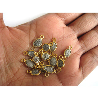 10 Pcs Raw Gray Diamond Connectors, 925 Silver Connectors, Rough Diamond Connectors, Uncut Diamond, 7mm Approx