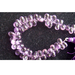 Natural Amethyst Faceted Teardrop Briolette Beads, 8mm To 10mm Amethyst Briolette Drops, 5 Inch Approx