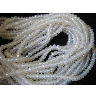 Wholesale Beads, Micro Faceted Coated Crystal Quartz Rondelle Beads, 3mm Beads, 5 Strands, 13 Inches Each