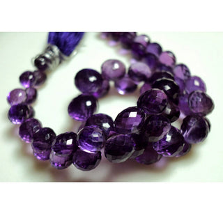 Natural Amethyst Onion Shaped Faceted Briolette 6mm To 10mm Amethyst Onion Beads 34 Pieces 4 inch Half Strand