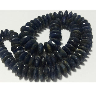 Sapphire Beads German Cut Faceted Rondelle Tyre Disc Beads, Size 8mm To 12mm, 8 Inch Half Strand, 50 Pieces