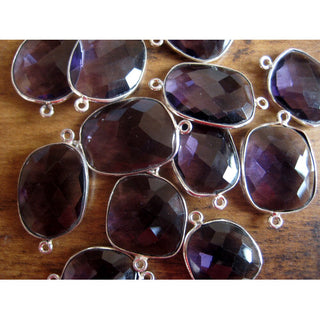 5 Pieces 15mm To 22mm Each Natural Amethyst/Quartz Purple Color Rose Cut Flat Cabochons Bezel Connectors FF37