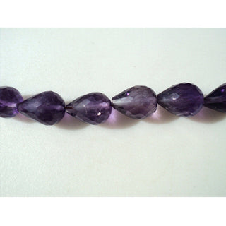 Natural Amethyst Faceted Straight Drill Teardrop Beads, 8mm To 11mm Amethyst Tear Drops, 9 Inch Strand