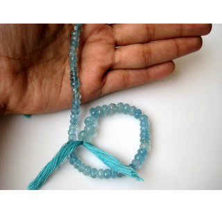 Swiss Blue Topaz Faceted Rondelle Beads 5mm Blue Topaz Beads, 4 Inch Half Strand