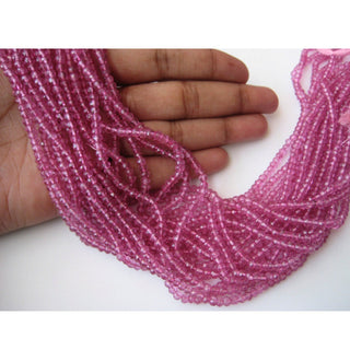 13 Inches 4mm Wholesale Pink Coated Quartz Micro Faceted Rondelle Beads, Sold AS 1 Strand/5 Strand/50 Strands,SKU-WS119