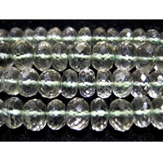 Green Amethyst Beads, Micro Faceted Rondelles, 8mm Beads, 10 Inch Strand, 50 Pieces Approx