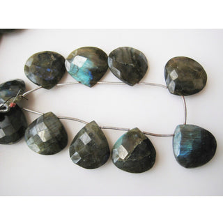 Labradorite Briolette Beads, Faceted Heart Beads, Huge 22mm Beads, Faceted Stone, 9 Briolettes Approx