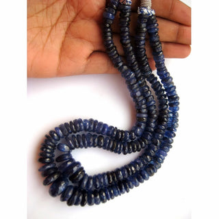 Blue Kyanite, Kyanite Beads, Faceted Rondelle Beads, Faceted Kyanite, 16mm To 7mm Each, 10 Inch Strand, 55 Pieces Approx