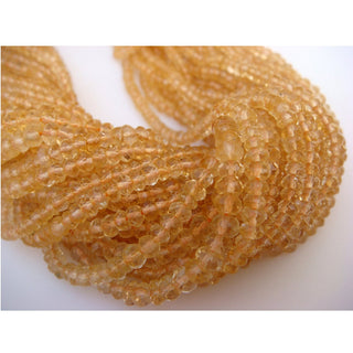 50 Strands Wholesale 4mm Citrine Faceted Rondelles Beads, 13.5 Inch Strand, WS044