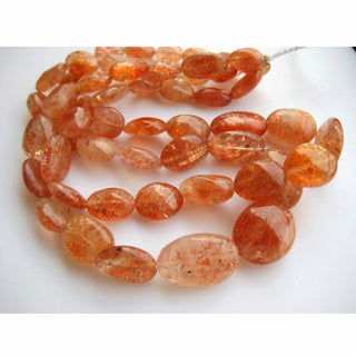 SunStone Beads, Plain Oval Beads, 8x13mm To 14x20mm Beads, 14 Pieces, 7.5 Inch Strand, Wholesale Price