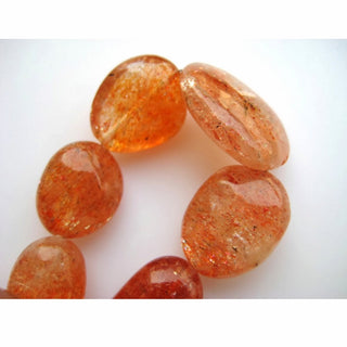 SunStone Beads, Plain Oval Beads, 8x13mm To 14x20mm Beads, 14 Pieces, 7.5 Inch Strand, Wholesale Price