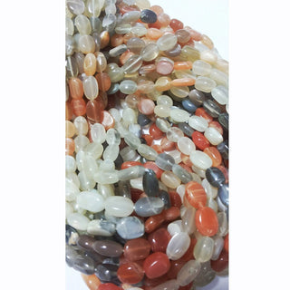 Multi Moonstone Oval Shaped Gemstone Beads, 6x8mm Each Smooth Gemstones, 13 Inches Each, Sold As 1 Strand/5 Strand, GFJP