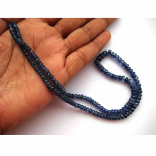 Kyanite Faceted Rondelle Beads, Dark Ink Blue Kyanite, 3mm To 5mm Each, Sold As 9 Inch Half Strand/18 Inch Full Strand, GFJP