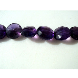 Amethyst Faceted Coin Beads, 10mm Natural Amethyst Coins, Sold As 3.5" And 7 Inch Strand