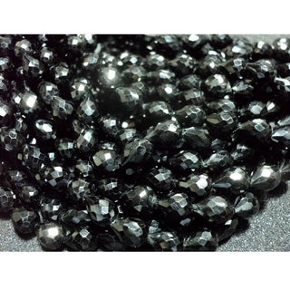 Black Spinel Briolettes, Faceted Spinel, Tear Drop Beads, Straight Drilled Beads, 6x8mm Briolette Beads, 9 Inch Hal