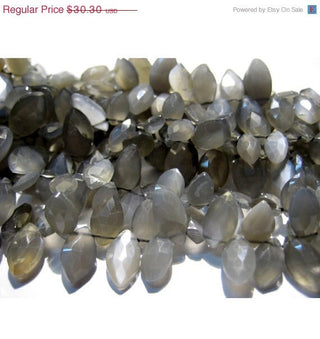 Wholesale Gemstones, Grey Moonstone, Marquise Beads, Faceted Gemstones, 12x6mm Each, 28 Pieces, 4 Inch Half Strand