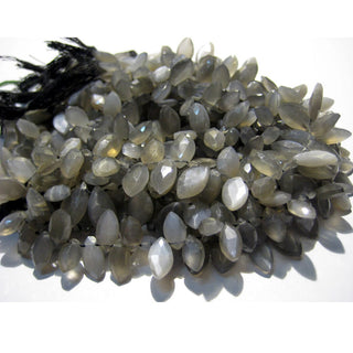 Grey Moonstone, Marquise Beads, Faceted Gemstones, 12x6mm Each,  55 Pieces, 8 Inch Strand