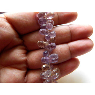 Natural Ametrine Faceted Teardrop Briolette Beads, 6mm To 11mm & 7mm To 13mm Ametrine Drops - 7 Inch Half Strand