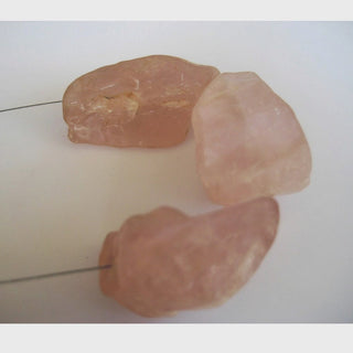 Raw Rose Quartz, Rose Quartz Rough Stone, Large 1mm Hole Rose Quartz Stone Bead Raw Gemstones, 3 Pieces, 22 To 25mm Each