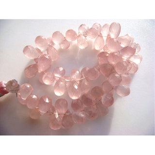 Rose Quartz, Micro Faceted, Tear Drop Beads, Briolette Beads - 11mm To 12mm Each - 30 Pieces