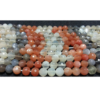 Multi Moonstone - Rondelle Beads - Multi Moonstone faceted Rondelles - 7mm Beads - 9 Inch Strand - 35 Pieces Approx