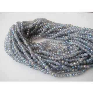 13 Inches Each 4mm Wholesale Blue Mystic Coated Quartz Rondelles, Micro Faceted Rondelle Beads, Sold as 5/10/50 Strands, SKU-GFJP