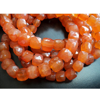 Carnelian Box Beads, Faceted Carnelian, Carnelian Stone, 7mm Beads, 9 Inch Strand, 30 Pieces Approx