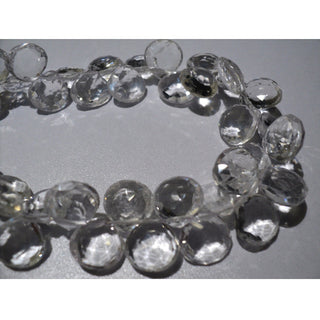 Quartz Crystal Beads, Faceted Gemstones, Heart Briolettes, Faceted Gemstones, 11x11mm, 40 Pieces Approx, 8 Inch Strand