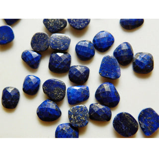 5 Pieces 13mm To 18mm Each Natural Lapis Lazuli Rose Cut Faceted Loose Cabochons - RS12