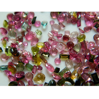 14 Pieces 6mm To 9mm Each Tourmaline Faceted Mixed Shaped Pink And Green Color Loose Gemstones SKU-TRF1