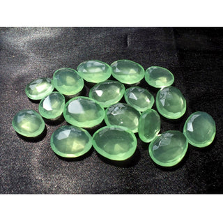 5 Pieces 14x11mm To 17x13mm Each Hydro Quartz Rose Cut Green/Prehnite Color Loose Cabochons RS11