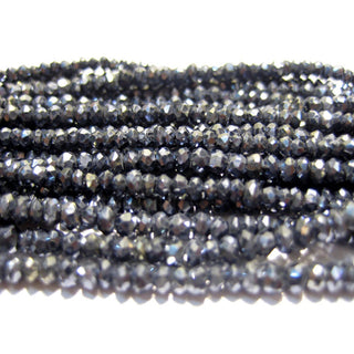 Black Spinel Gemstone Beads, Micro Faceted Coated Rondelle Beads, Wholesale Price 3mm Beads, 13 Inch Strand, Sold As 5 Strand/50 Strands