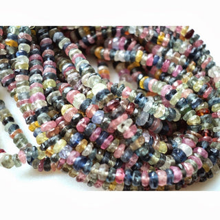 5 Strands, Wholesale Multi Sapphire Faceted Rondelle Beads Sapphire Rondelle Beads 3mm To 3.5mm Beads/ 15 Inches Each
