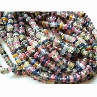Multi Sapphire Faceted Rondelle Beads Sapphire Rondelles 3mm To 4.5mm Beads 16 Inch Strand - Rondelles Ovals & Rounds