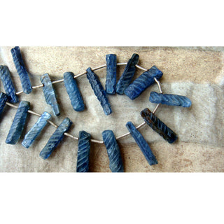 Blue Kyanite Stick Beads - Kyanite Rough Textured Sticks - 15mm To 18mm Each - 12 Pieces