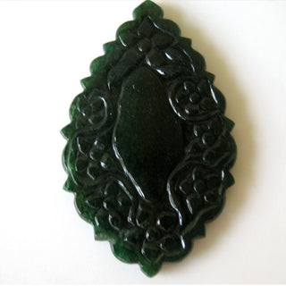 Aventurine Quartz - Aventurine Quartz Hand Carved Leaf - Focal Pendant 87mmx54mm