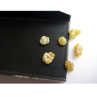1 Piece 4mm Each Yellow Drilled Raw Diamonds, Natural Rough Raw Uncut Diamond For Jewelry