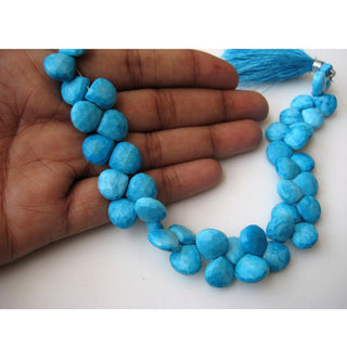 Turquoise Brilolete Beads/ Faceted Heart Briolette/ Chinese Turquoise - 11x11mm Each, 20 Pieces Approx, 4 Inch Half Strand