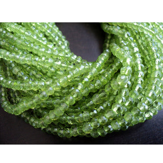 10 Strands, Wholesale Green Coated Quartz, Micro Faceted Rondelle Beads, 4mm Beads, 13 Inches Each