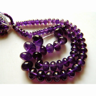 Amethyst Beads, Aaa gems, African Amethyst Rondelles, 6mm To 15mm Beads, 55 Pieces Approx, 13 Inch Strand