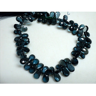 London Blue Topaz - Blue Topaz Pear Briolette, Faceted Briolette Beads - 8mm To 9mm Each - 10 Pieces