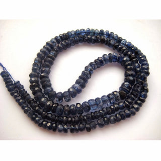 Kyanite Faceted Rondelle Beads, Dark Ink Blue Kyanite, 3mm To 5mm Each, Sold As 9 Inch Half Strand/18 Inch Full Strand, GFJP