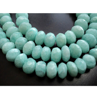 Amazonite Beads, Faceted Rondelle Beads, Gemstone Beads, 9mm Beads, 4 Inch Half Strand, 15 Pieces Approx