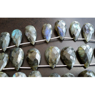 Labradorite Briolette Beads, Faceted Pear Bead, 15x20mm To 13x25mm Beads, Faceted Stone, 7 Briolettes Approx