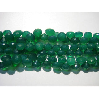Green Onyx Beads/ Onion Briolettes/ Faceted Beads/ briolette beads - 44 Pieces - 7 mm- 8mm Each - 8 Inch Full Strand