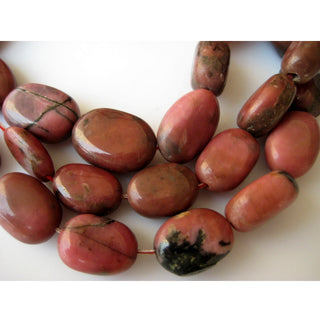 Rhodonite Beads, Rhodonite Stone, Oval Beads, 12mm To 17mm Beads, 14 Pieces, 8 Inch Half Strand