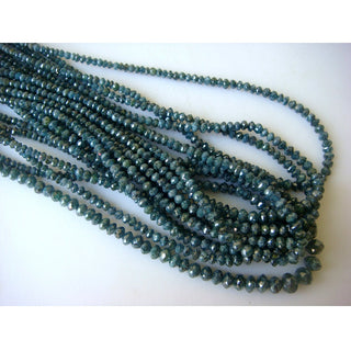3mm To 3.5mm Each Faceted Blue Diamond Beads, Natural Blue Diamond Beads, Sold As 8 Inch Half Strand/16 Inch Full Strand, DF6