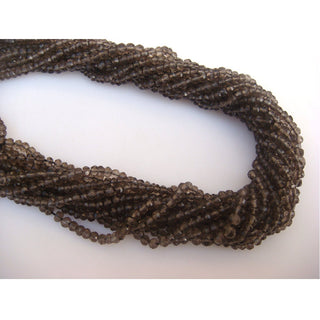 13 Inch Strand 3mm Smoky Quartz Micro Faceted Rondelle Beads, Sold As 1 Strand/5 Strand, L6